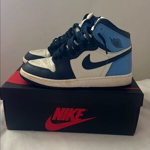 Nike Air Jordan 1 Mid Blue Black White Sneakers